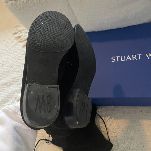 Stuart Weitzman Lowland Boot Stretch Suede Black, 7.5, Light Use - Picture 3 of 8
